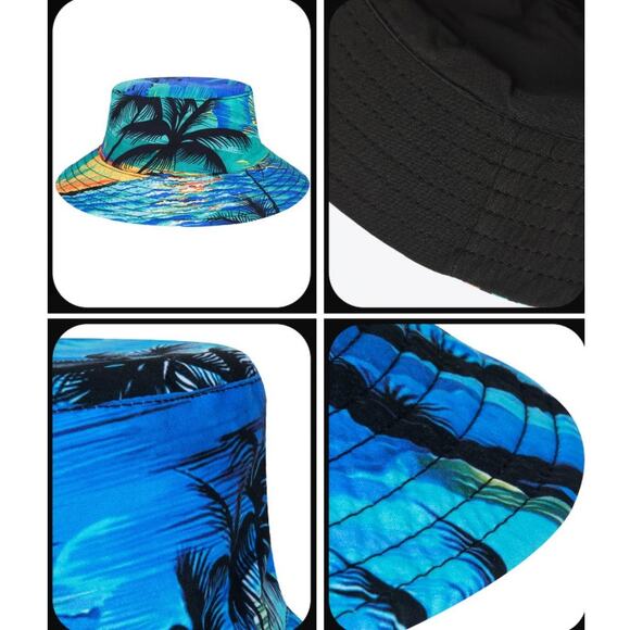 Tunevuse Boys Hawaiian 3pc Cabana Set Shirt Shorts Hat Blue Hawaii Print NEW - Picture 4 of 9